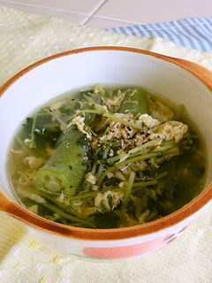豆苗とオクラのたまごスープ-レシピのメイン写真