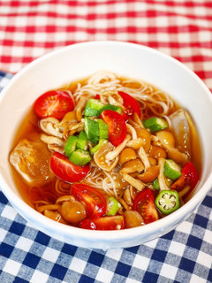 なめことオクラの素麺-レシピのメイン写真