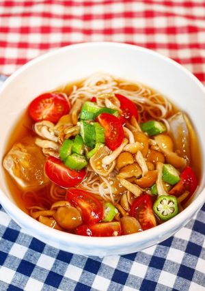 なめことオクラの素麺-レシピのメイン写真
