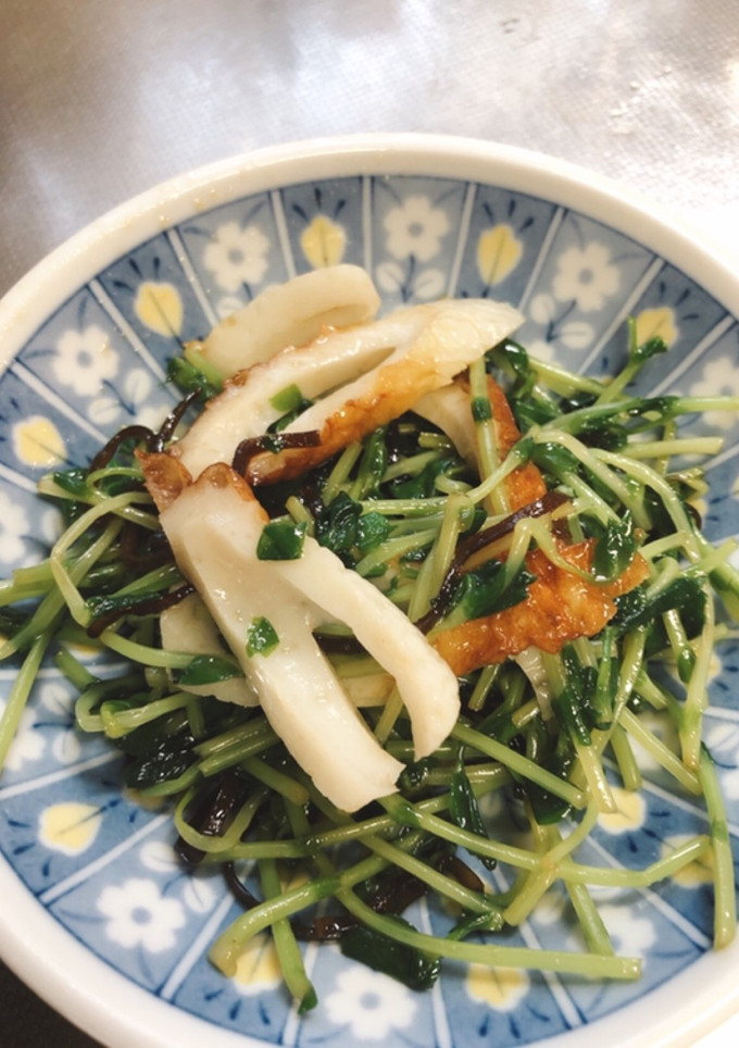 豆苗とちくわの塩昆布和え-レシピのメイン写真