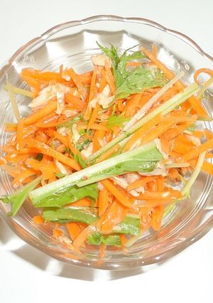 にんじんと水菜のツナラペ☆宇都宮市保セ-レシピのメイン写真