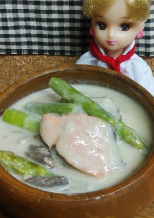 リカちゃん♡サーモン豆乳ホワイトシチュー-レシピのメイン写真