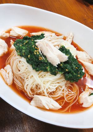 モロヘイヤとトマトのサッパリそうめん☆-レシピのメイン写真