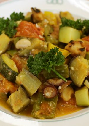 タコと夏野菜のトマトみそ煮-レシピのメイン写真