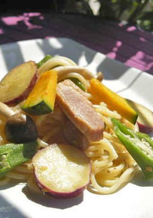 秋野菜きのこもたっぷり味噌風味パスタ！-レシピのメイン写真