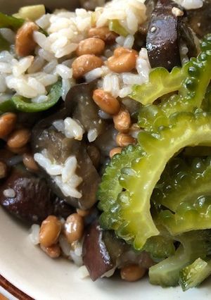 納豆と夏野菜の味噌炒めご飯-レシピのメイン写真