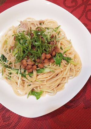 水菜とツナのあっさり納豆パスタ-レシピのメイン写真