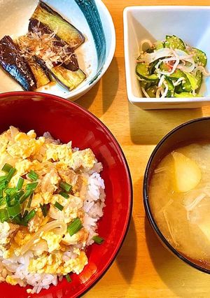 親子丼定食^_^（晩ご飯）-レシピのメイン写真