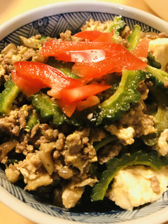 挽肉の肉味噌ゴーヤーチャンプルー丼-レシピのメイン写真