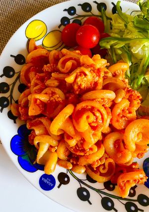 高タンパク！鶏胸肉と大豆のトマトパスタ-レシピのメイン写真