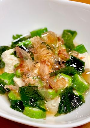 簡単！豆腐とオクラとワカメの和え物-レシピのメイン写真
