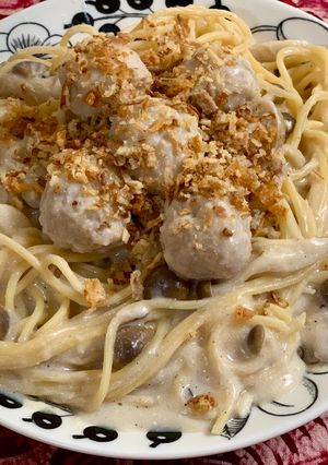 きのこと肉団子のアルフレッドトリュフソースパスタ-レシピのメイン写真