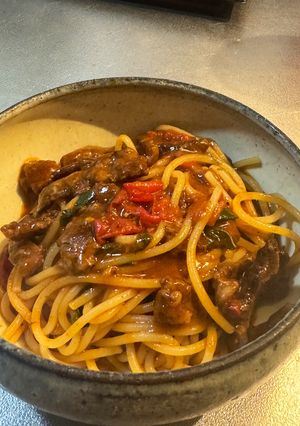 牛肉でもアマトリチャーナになるのでは？-レシピのメイン写真