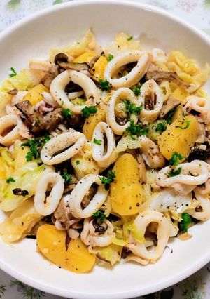 簡単！イカポテトキャベツの大蒜炒め！おもてなし-レシピのメイン写真