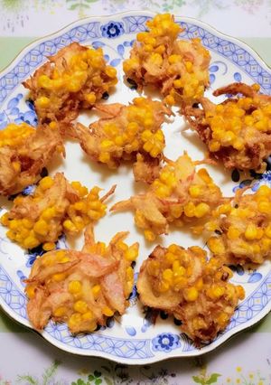 簡単今夜の夕飯とうもろこしカニカマかき揚-レシピのメイン写真