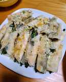 ゆで鶏の棒餃子！ねぎ塩レモン和え