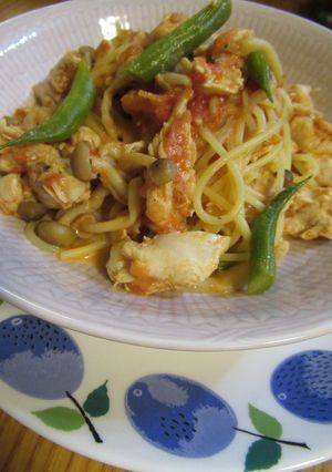 ささみりんパスタwithトマト缶-レシピのメイン写真