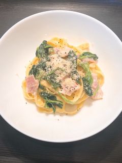 ほうれん草&ベーコンのクリームパスタ-レシピのメイン写真