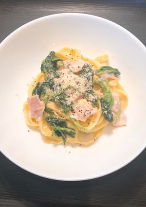 ほうれん草&ベーコンのクリームパスタ-レシピのメイン写真
