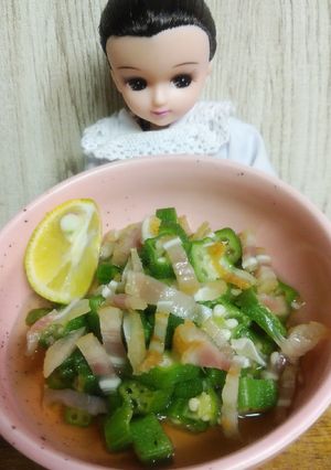 リカちゃん♡オクラミミガーすだち酢の物ꕤ-レシピのメイン写真