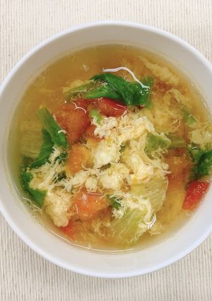 トマトとレタスのかき玉スープ-レシピのメイン写真