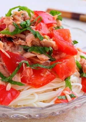 トマト・ツナ・大葉のっけそうめん-レシピのメイン写真