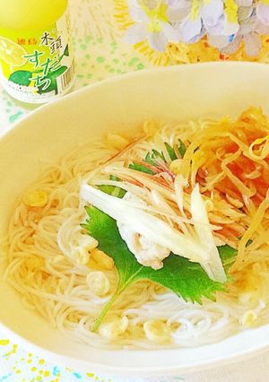 すだち香る冷やしだし素麺&柚子温麺♬-レシピのメイン写真