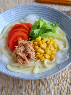 夏の白だしレシピ【豆乳サラダうどん】-レシピのメイン写真