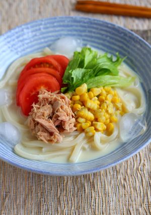 夏の白だしレシピ【豆乳サラダうどん】-レシピのメイン写真