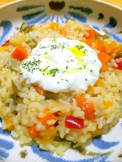 生米で簡単◎野菜とヨーグルトのリゾット-レシピのメイン写真
