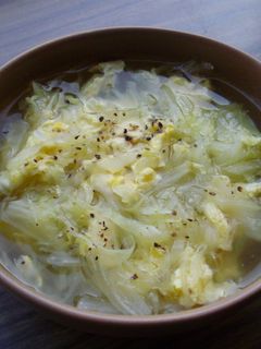 にんにく風味♪炒めキャベツのかき玉スープ-レシピのメイン写真