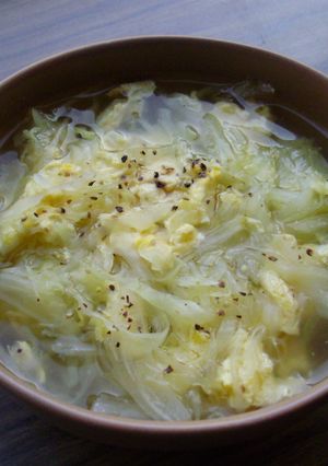 にんにく風味♪炒めキャベツのかき玉スープ-レシピのメイン写真