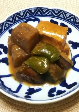 厚揚げと蒟蒻・茄子・ピーマンの味噌煮-レシピのメイン写真