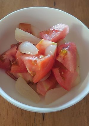 甘酢らっきょう漬とトマトの和え物-レシピのメイン写真