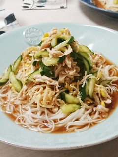 きゅうりもやし鶏ささみナムル乗っけ素麺-レシピのメイン写真