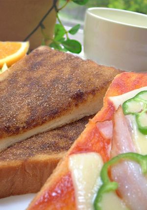 休日のブランチにピザ＆シナモントースト-レシピのメイン写真