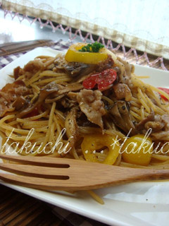 キノコと豚肉の中華風パスタ-レシピのメイン写真