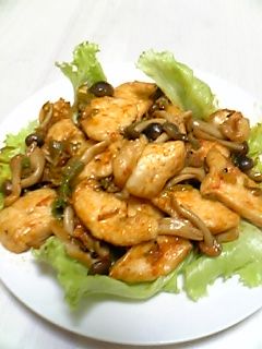 鶏としめじのピリ辛豆板醤炒め-レシピのメイン写真