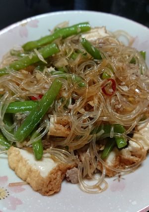 春雨といんげん、ひき肉、厚揚げの炒め物-レシピのメイン写真