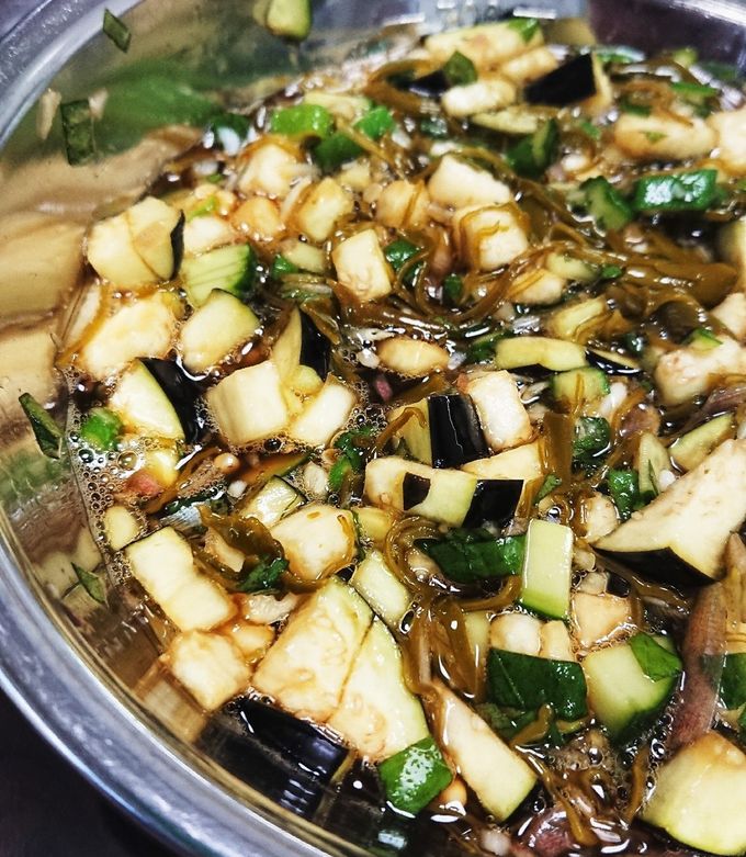 夏野菜で作るだし(山形郷土料理風)-レシピのメイン写真