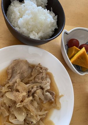 みりんで濃厚！わが家の豚すき煮定食-レシピのメイン写真