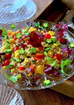 夏野菜とアーモンドミルク玄米ライスサラダ-レシピのメイン写真