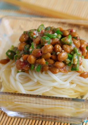 オクラ納豆梅だれの白だしそうめん-レシピのメイン写真