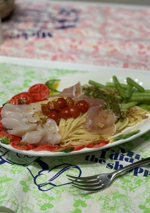 生ハムと帆立の冷製パスタ-レシピのメイン写真