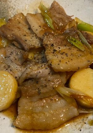 豚バラと長芋のにんにく醤油炒め-レシピのメイン写真