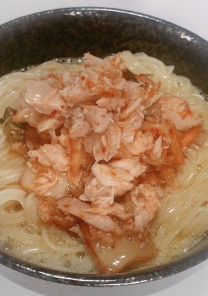 夏でもやみつき！キムチとツナの温そうめん-レシピのメイン写真