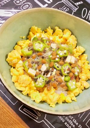 だし玉☆梅しそ納豆チーズのオクラ丼-レシピのメイン写真