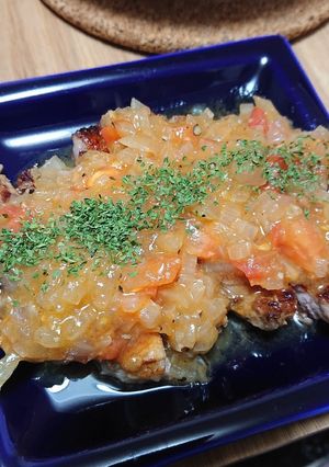 父直伝☆豚ステーキ～玉ねぎトマトソース～-レシピのメイン写真