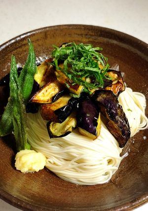 ナスとオクラの素麺-レシピのメイン写真