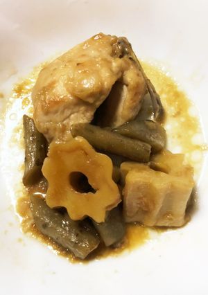 鶏のぶつ切りとちくわぶの煮物-レシピのメイン写真